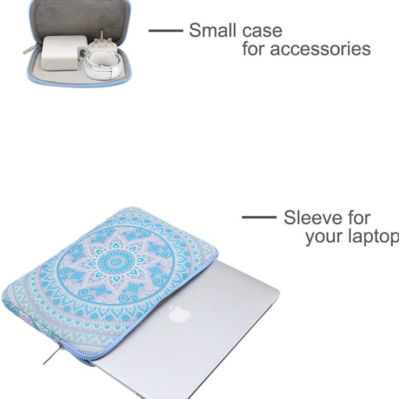 Set 2 Laptop Carry-On Canvas Mandala Pattern-Blue - Picture 3 of 8